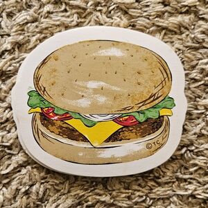 TC Durable Vinyl Over Padded Foam Pop Art Burger Coasters Set Of 4 Vintage